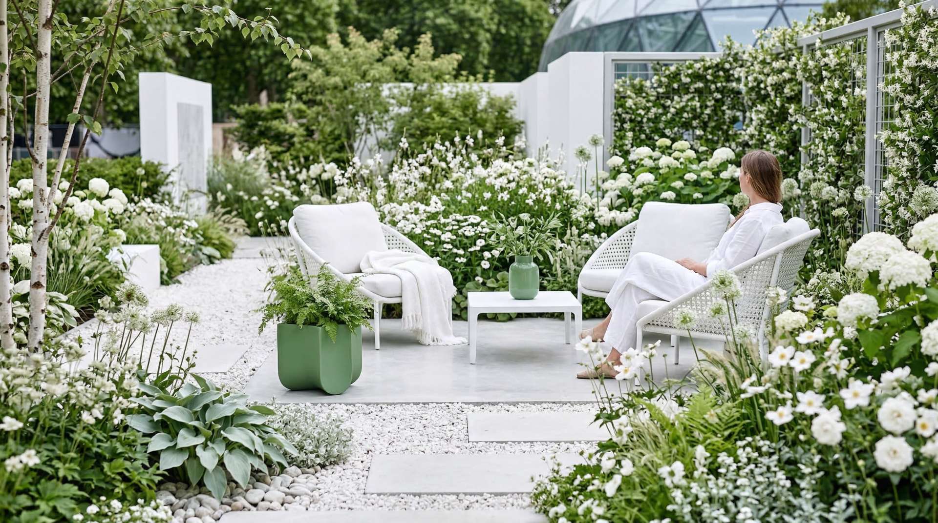 A monochromatic garden in landscape design