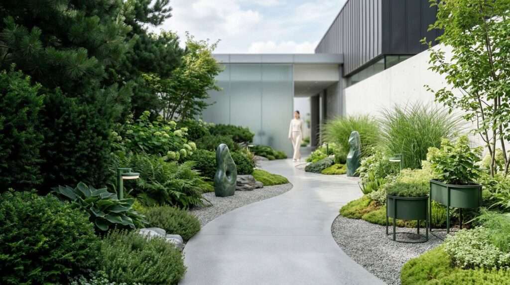 A monochromatic garden in landscape design